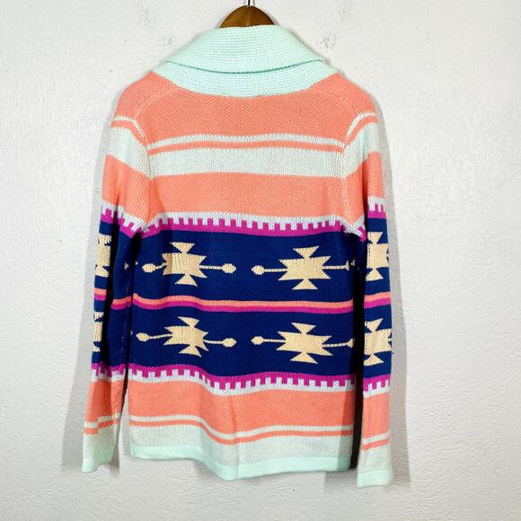 Ellison Button Front SW Cardigan Academic Long Sleeve Bright Pink Teal - M - Picture 3 of 4